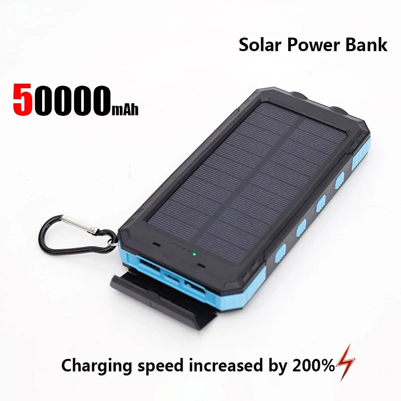 ONEPLUS 50000mAh Solar Power Bank – Fast Charge, LED Light, Outdoor USB Battery Charger