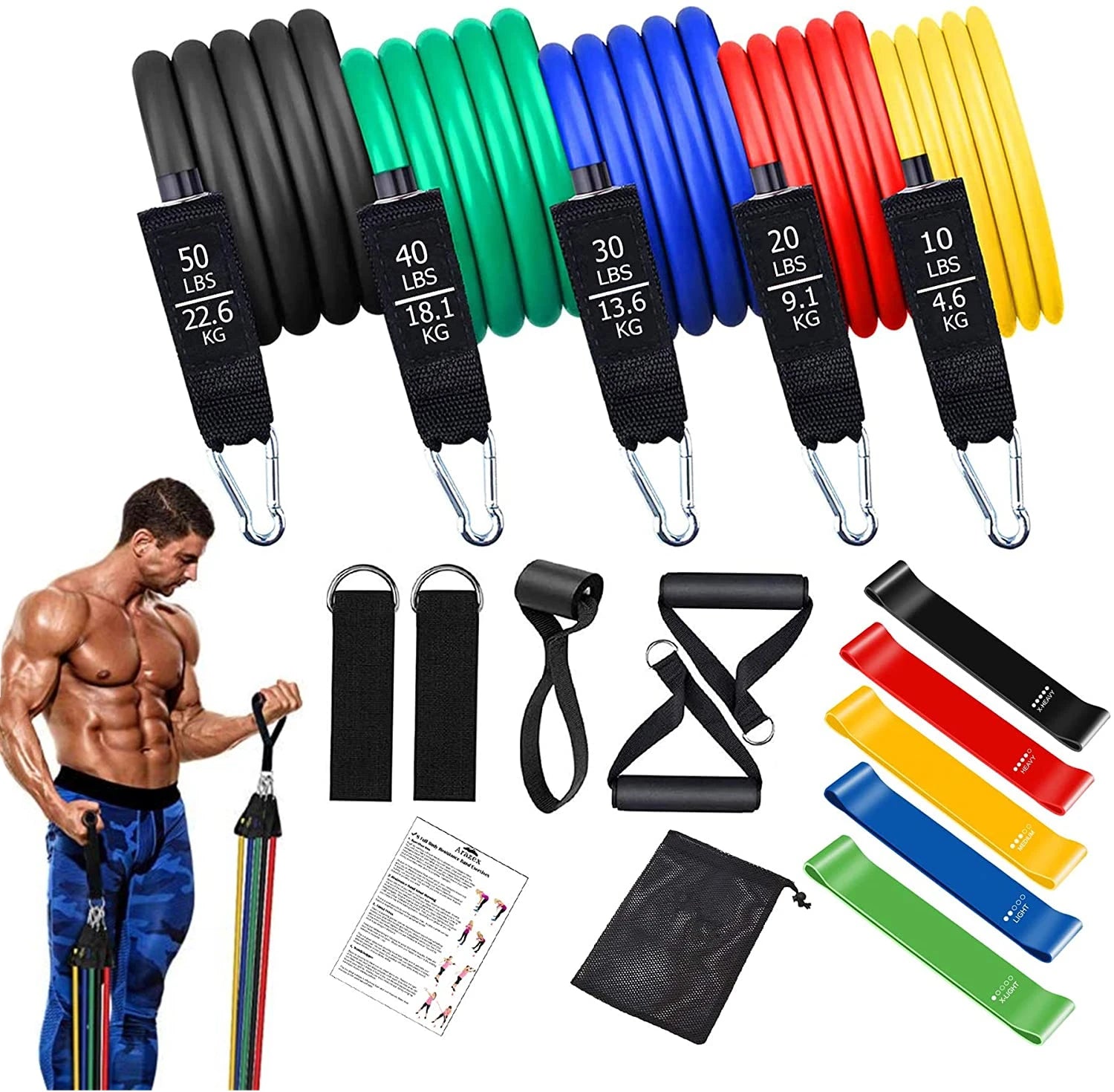 Workout Bar & Resistance Bands Set – Full Body Strength Training for Home & Gym