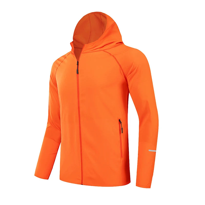 Men’s Lightweight Running Jacket with Hood, Reflective, Quick-Dry for Outdoor Sports, Breathable