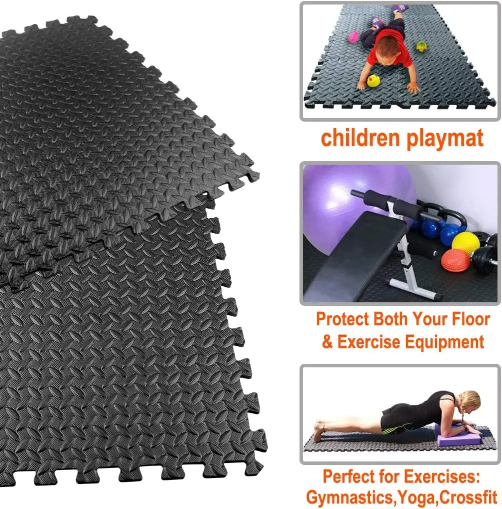 EVA Puzzle Fitness Mat – Interlocking Foam Floor Tiles for Home Gym & Kids Play Area