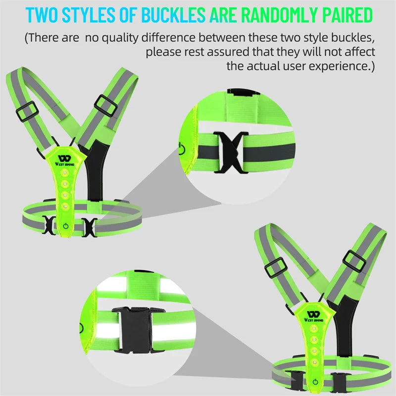 USB Rechargeable LED Reflective Vest | Adjustable High Visibility Safety Vest for Night Running