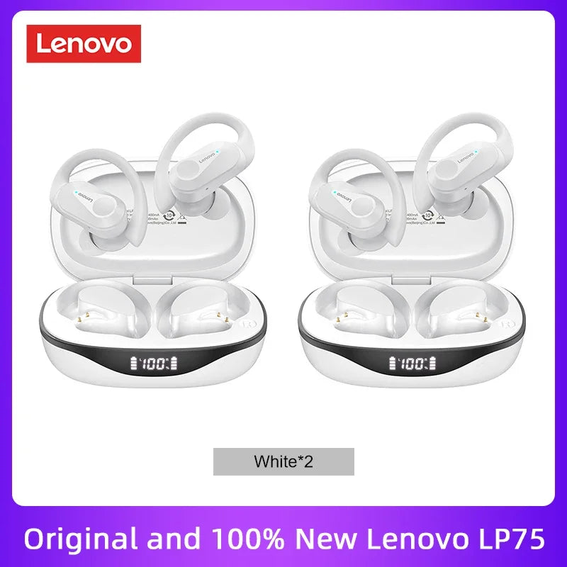 LENOVO LP75 TWS Bluetooth 5.3 Earphones with LED Display & Sports Ear Hooks