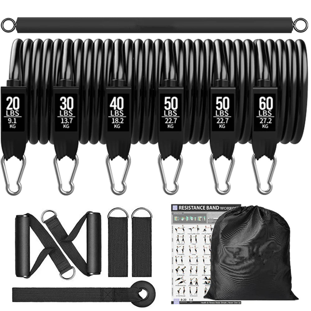 Workout Bar & Resistance Bands Set – Full Body Strength Training for Home & Gym