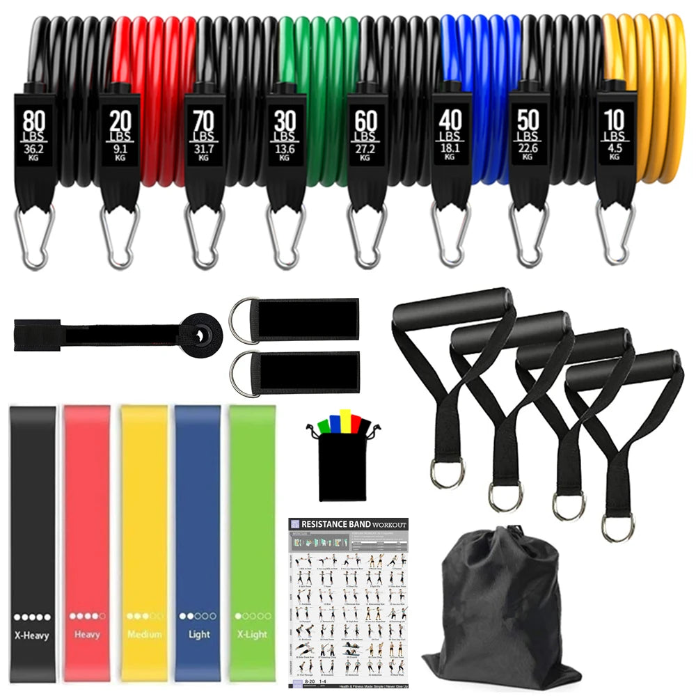 Workout Bar & Resistance Bands Set – Full Body Strength Training for Home & Gym