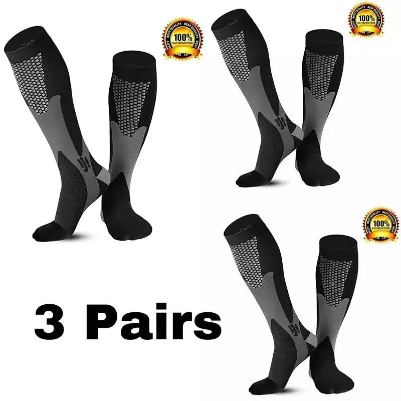 Men's Compression Socks for Running, Travel, Varicose Veins & Recovery, Breathable Support Stockings
