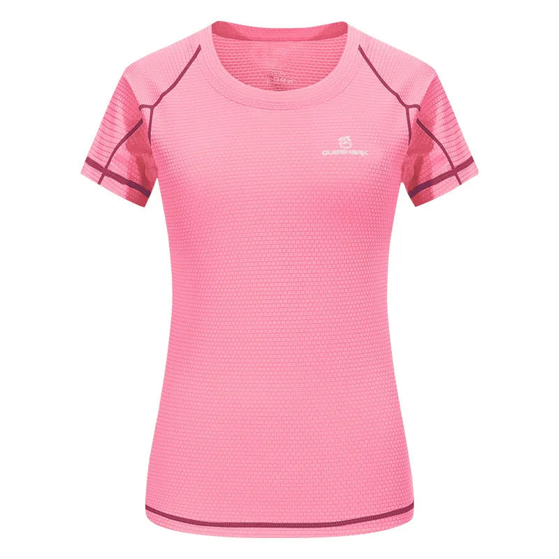 QUESHARK Women’s Quick Dry Running T-Shirt – Breathable Short Sleeve Fitness Top