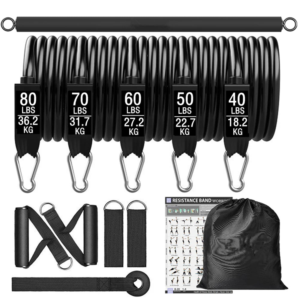 Workout Bar & Resistance Bands Set – Full Body Strength Training for Home & Gym