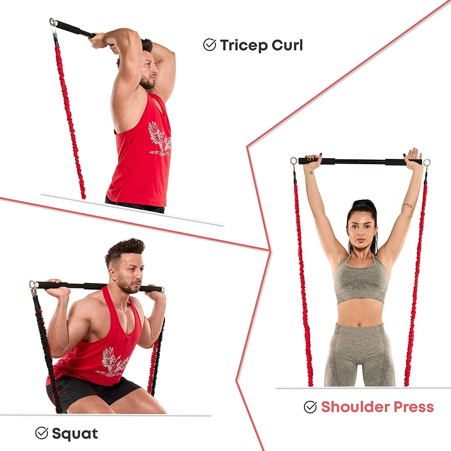Workout Bar & Resistance Bands Set – Full Body Strength Training for Home & Gym