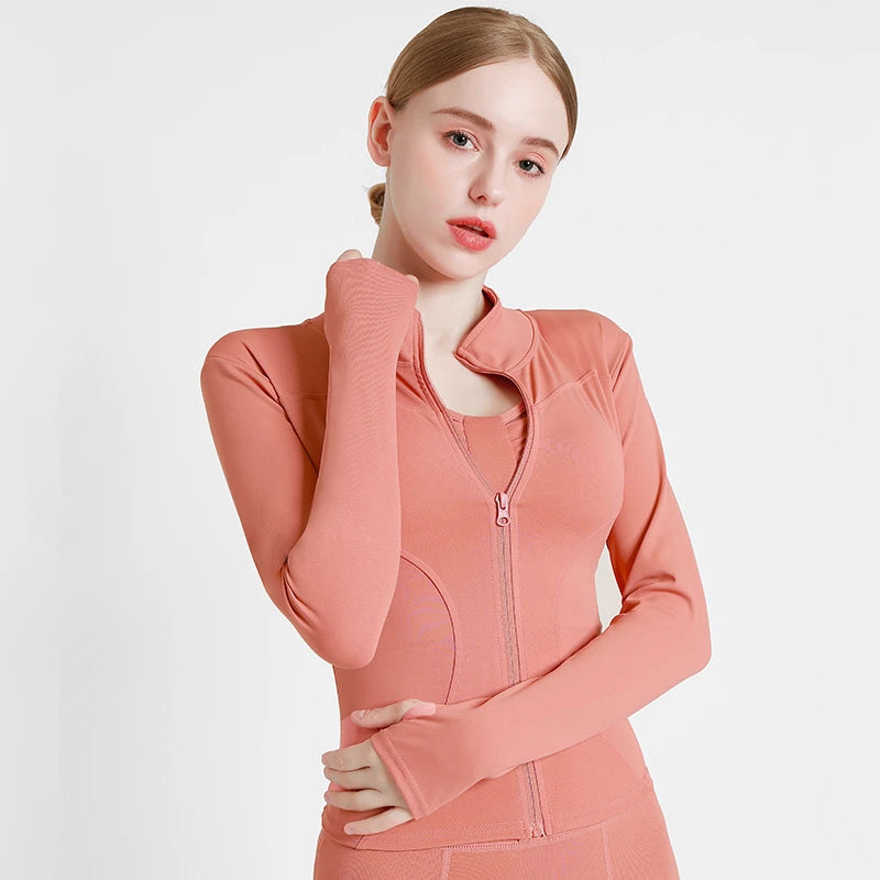 Women's Thumb Jacket 2024 Long Sleeve Quick-Dry Sports Coat