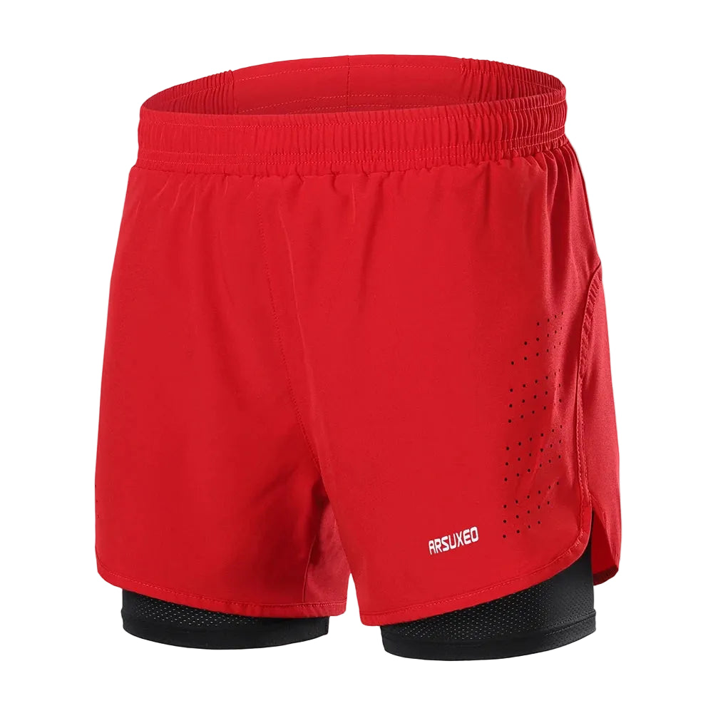 ARSUXEO Men's 2-in-1 Running Shorts with Compression Liner Quick Dry Gym Training Shorts