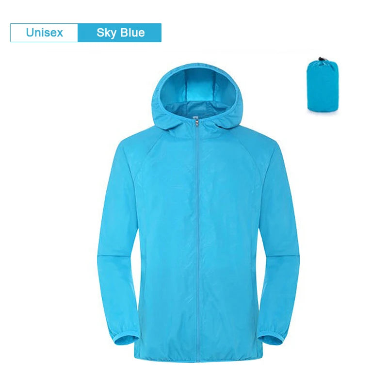 LNGXO Camping Rain Jacket – Unisex Waterproof Sun Protection Windbreaker with Pocket
