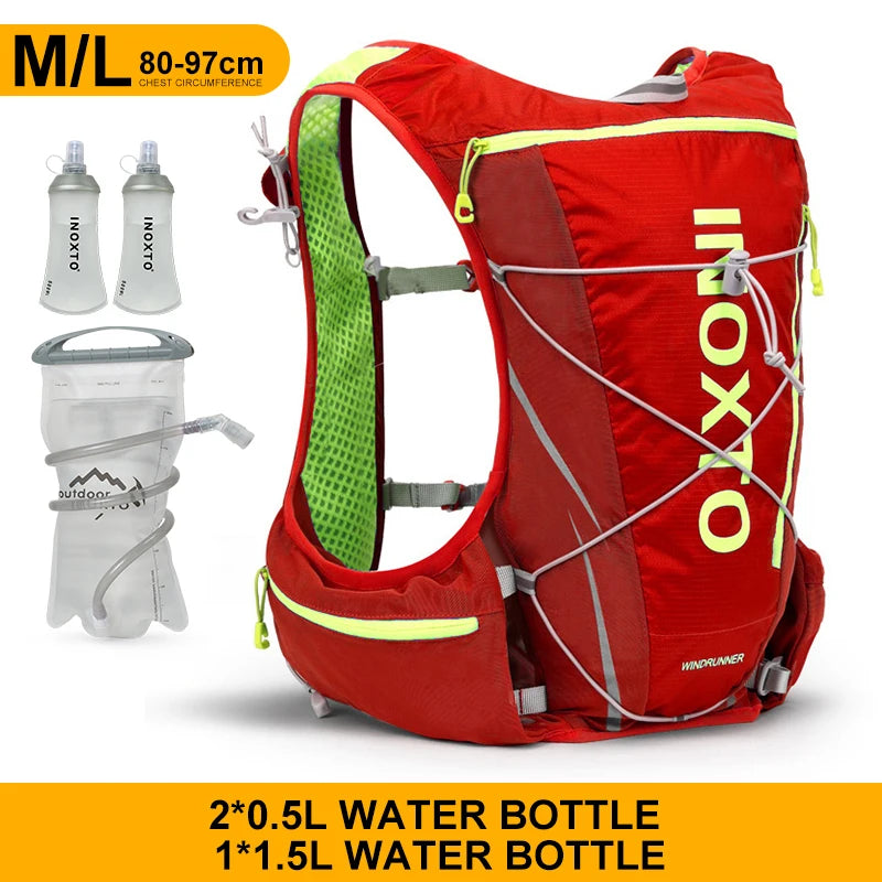 8L Hydration Running Vest Backpack with 1.5L Water Bladder & 500ml Bottles
