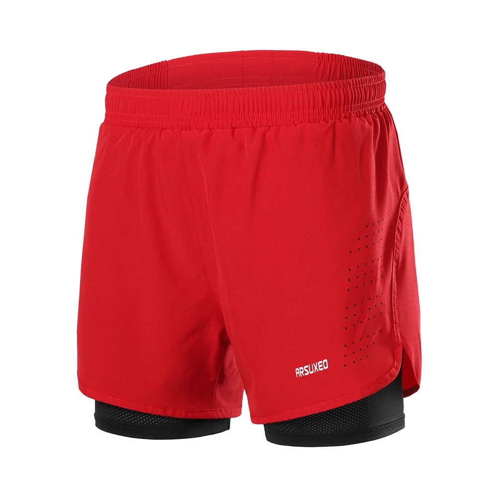 ARSUXEO Men's 2-in-1 Running Shorts with Compression Liner Quick Dry Gym Training Shorts