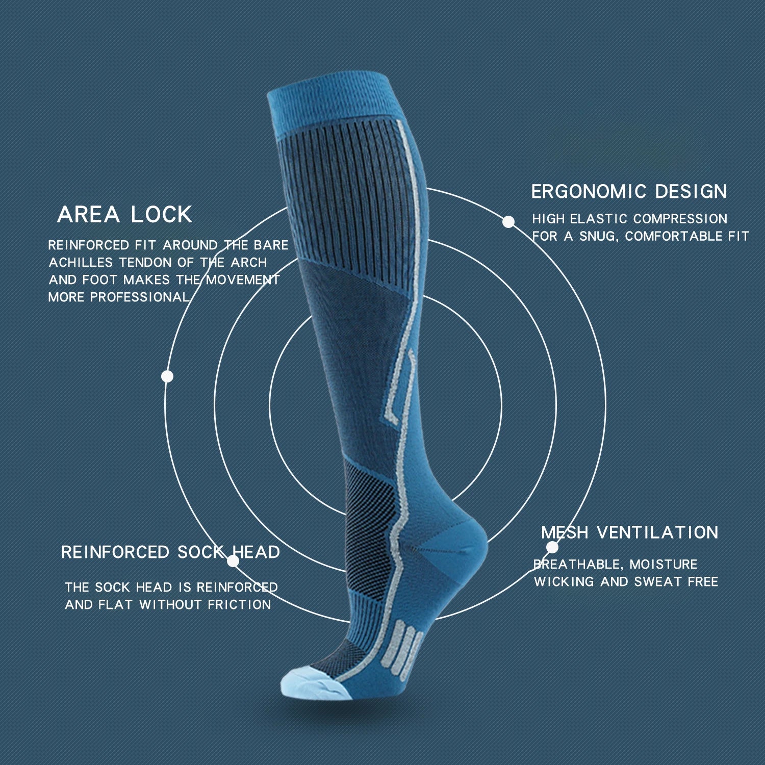 Men’s Compression Sports Socks for Running Cycling Football & Circulation Support