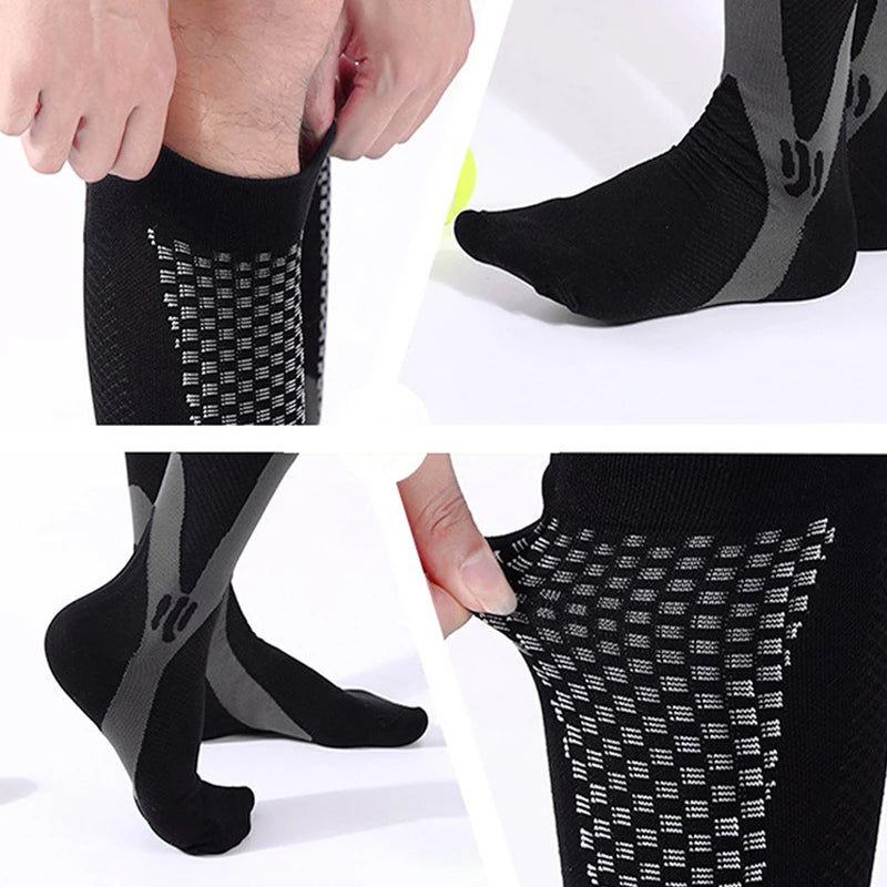 Men's Compression Socks for Running, Travel, Varicose Veins & Recovery, Breathable Support Stockings