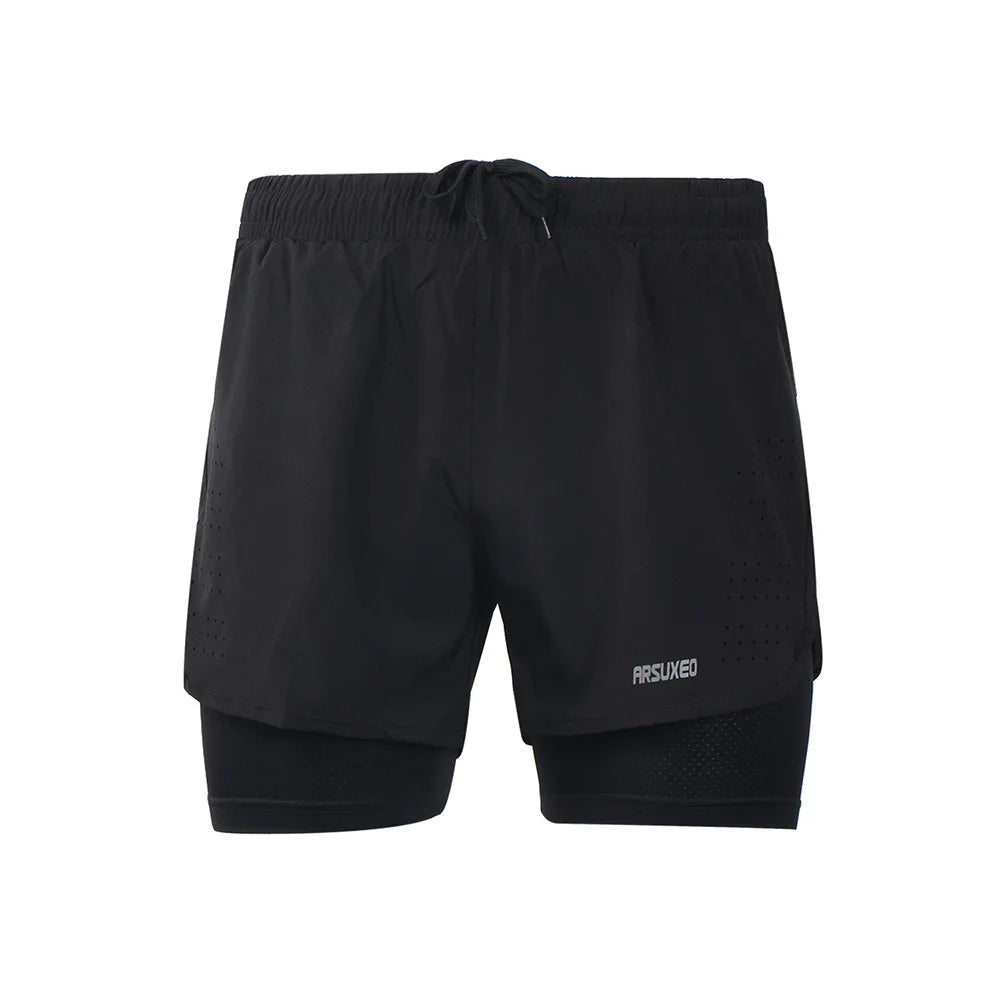 ARSUXEO Men's 2-in-1 Running Shorts with Compression Liner Quick Dry Gym Training Shorts