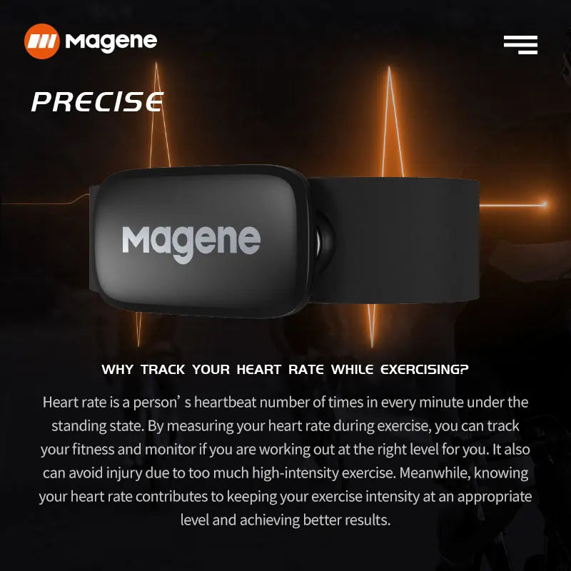 MAGENE Mover H64 Heart Rate Sensor – Dual ANT+ & Bluetooth Chest Strap for Sports & Cycling