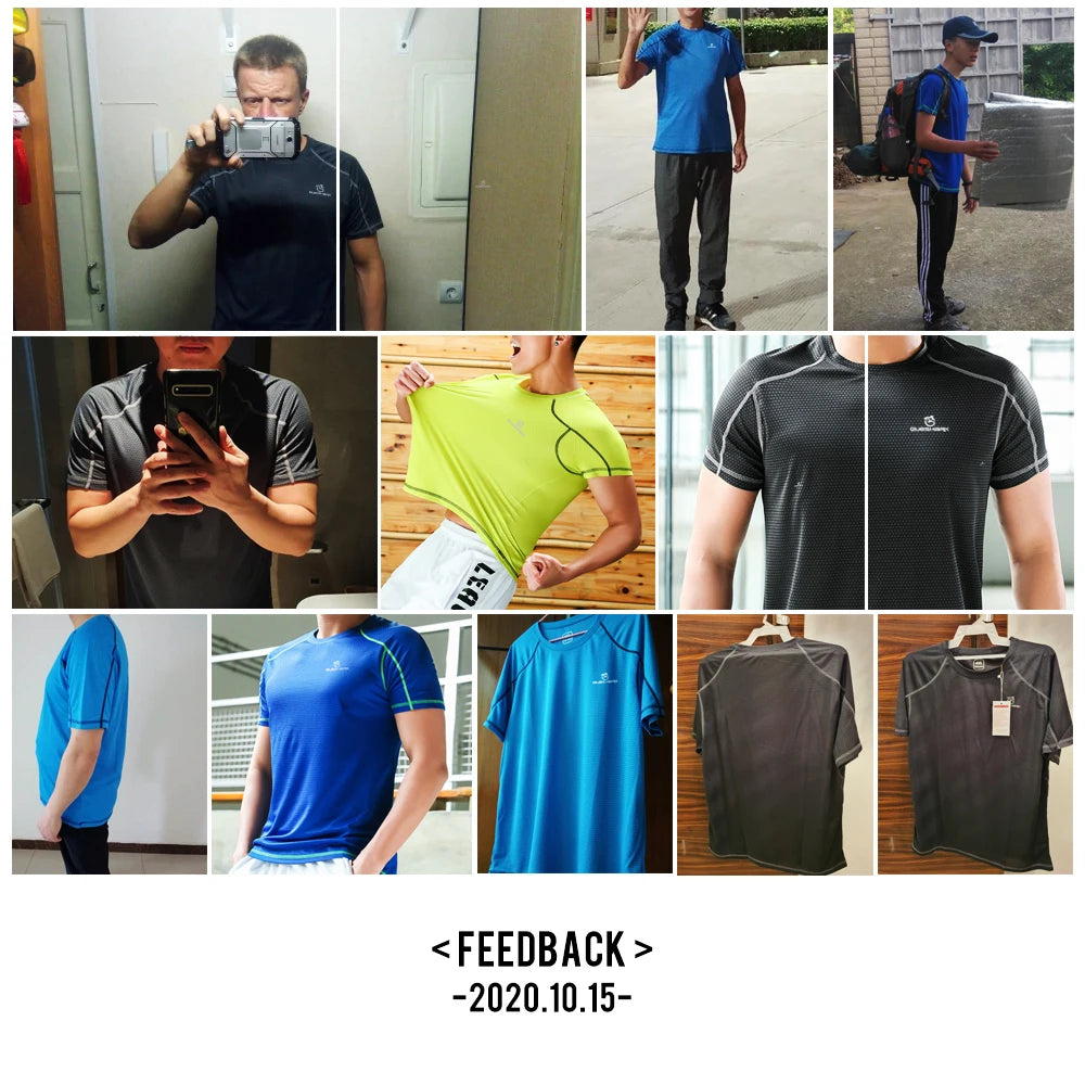 QUESHARK Men’s Quick Dry Running T-Shirt – Ultralight Breathable Gym Fitness Top