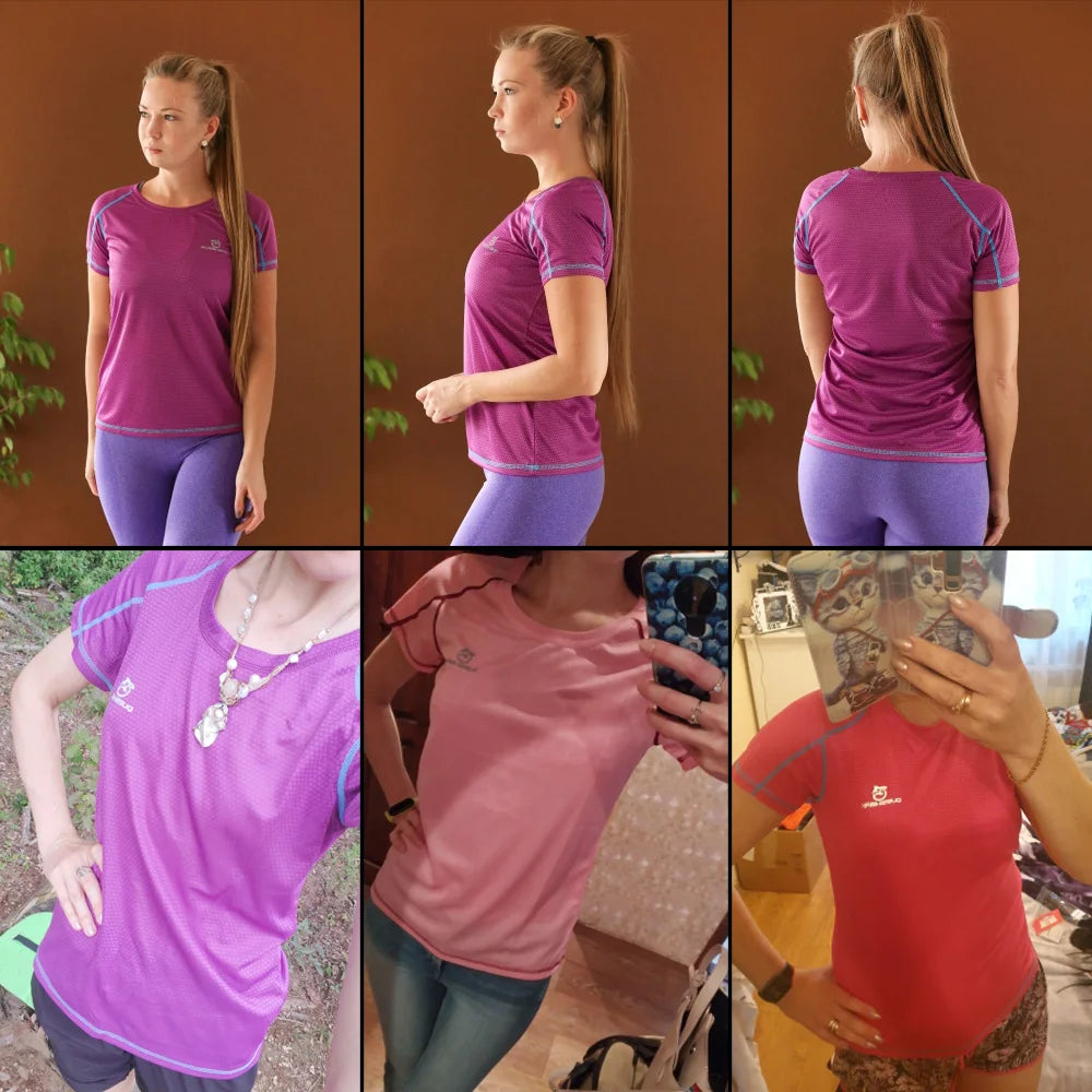 QUESHARK Women’s Quick Dry Running T-Shirt – Breathable Short Sleeve Fitness Top