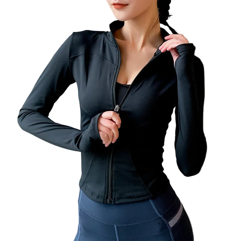Women's Thumb Jacket 2024 Long Sleeve Quick-Dry Sports Coat