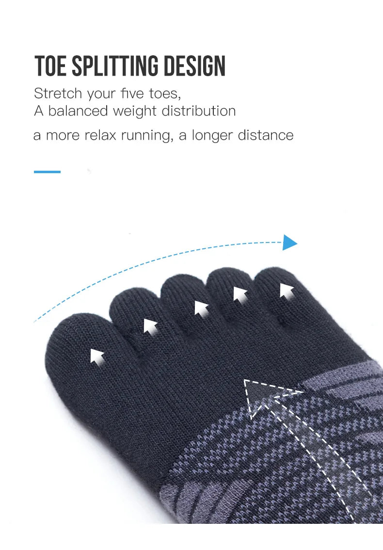 AONIJIE Five-Toe Running Socks Quarter Athletic Toe Socks with Thick Cushion