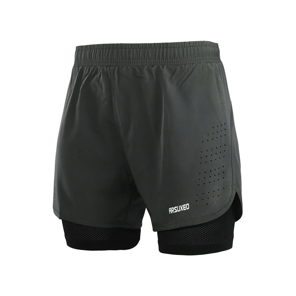 ARSUXEO Men's 2-in-1 Running Shorts with Compression Liner Quick Dry Gym Training Shorts