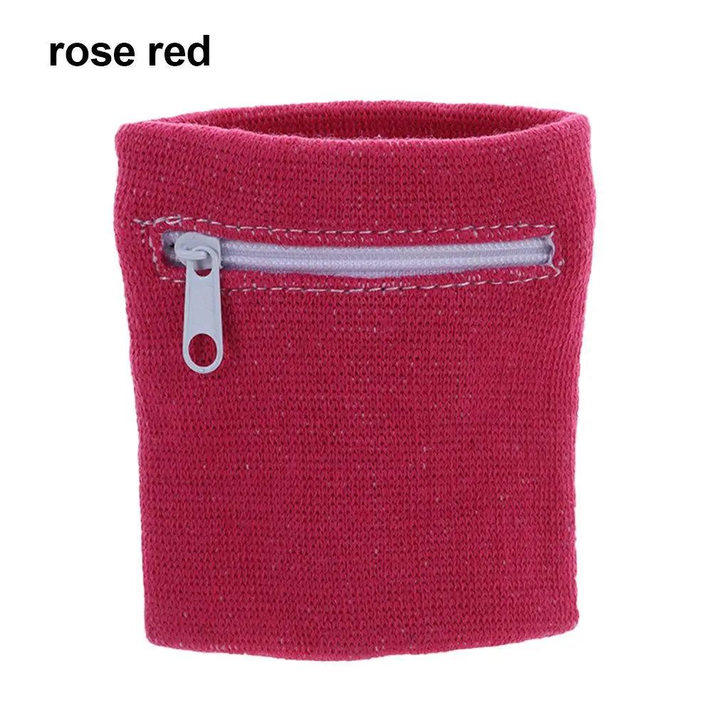 Sports Wristband with Zipper Pocket – Sweatband & Key Holder for Running, Cycling, Travel