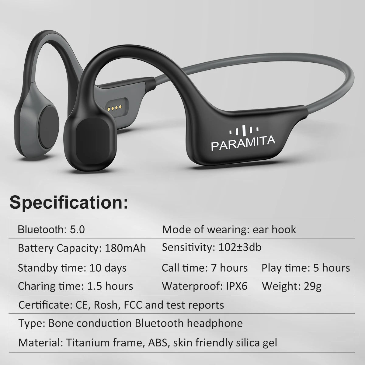 STARSKY PARAMITA Bone Conduction Bluetooth Headphones – Wireless Open-Ear Sports Headset