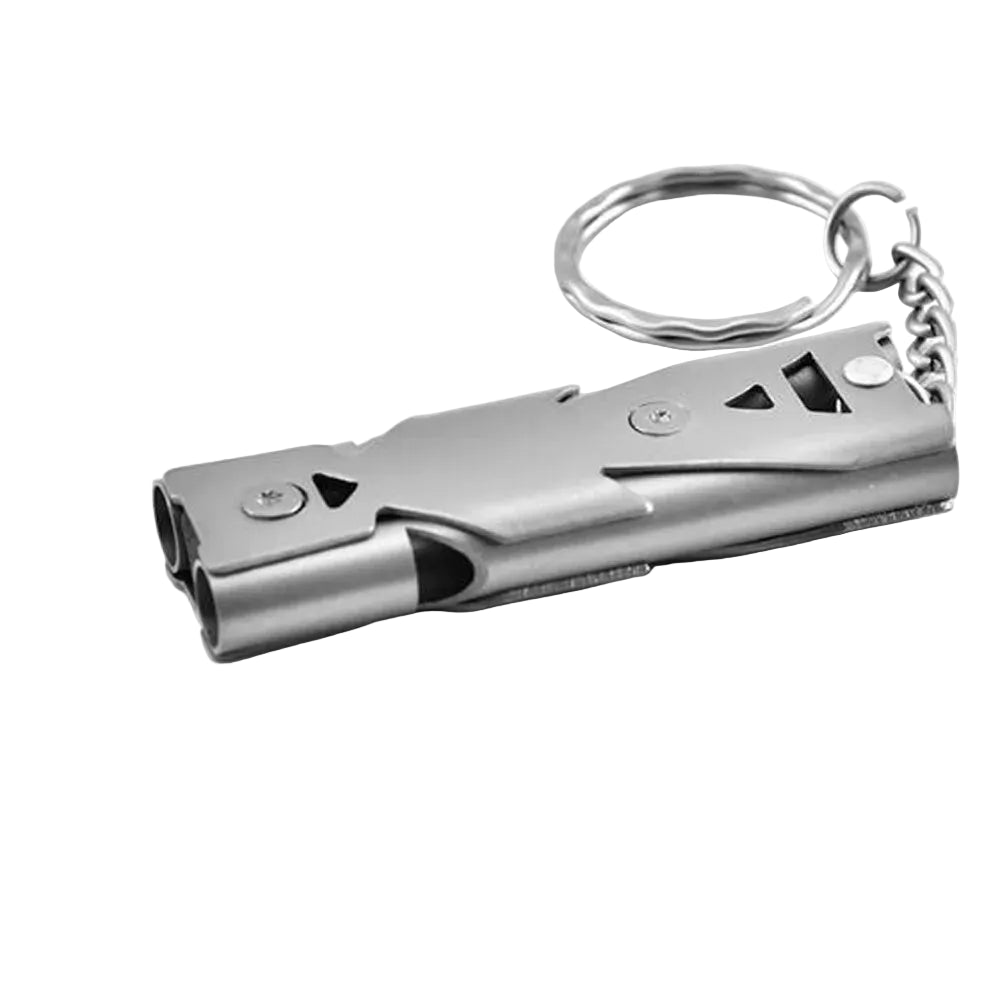 Double Pipe Survival Whistle Keychain 180dB Emergency Outdoor Tool