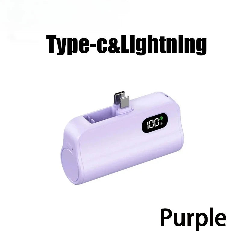 Mini Capsule Power Bank 50000mAh Wireless Fast Charging Portable Charger with Cables