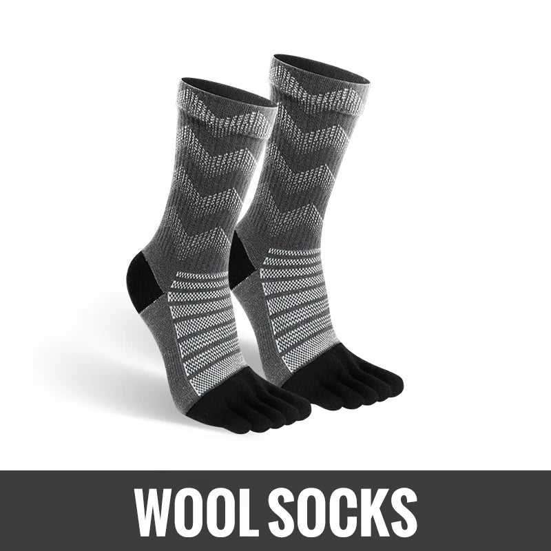 Merino Wool Thermal Toe Socks – Men’s Five-Toe Compression Socks for Hiking, Skiing & Trail Running