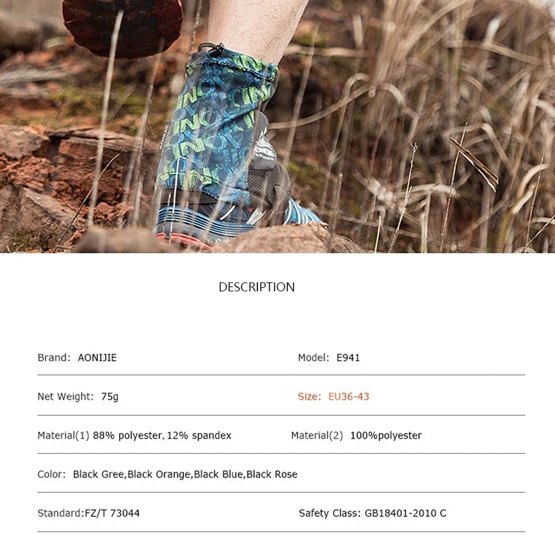 AONIJIE E941 High Trail Running Gaiters Sandproof Reflective Protective Shoe Covers