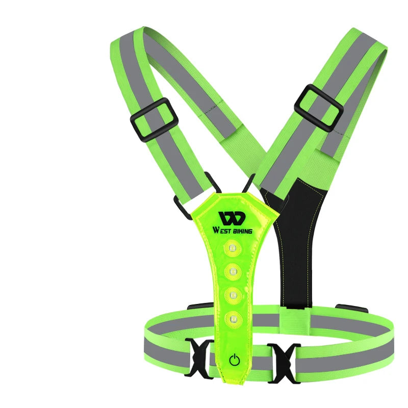 USB Rechargeable LED Reflective Vest | Adjustable High Visibility Safety Vest for Night Running