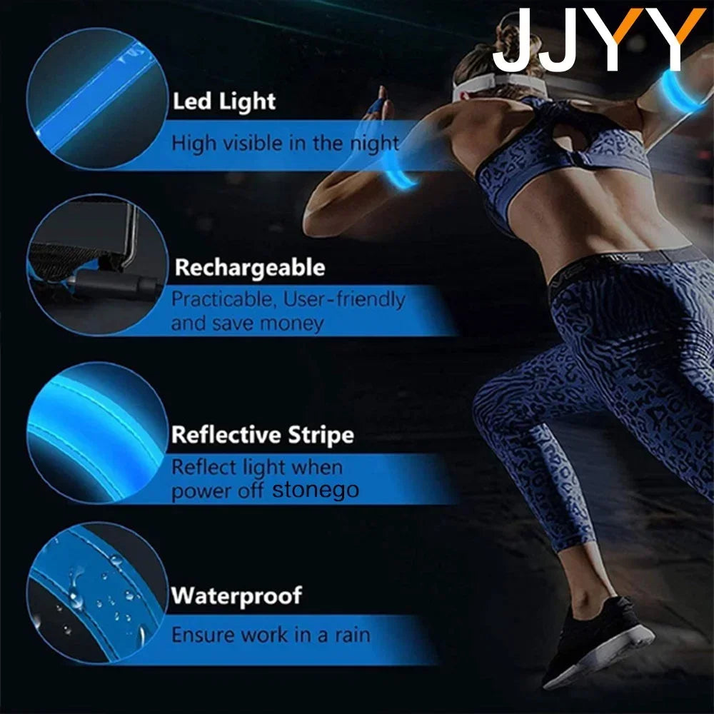 LED Reflective Armband | USB Rechargeable Safety Light Band for Night Running, Cycling, Walking