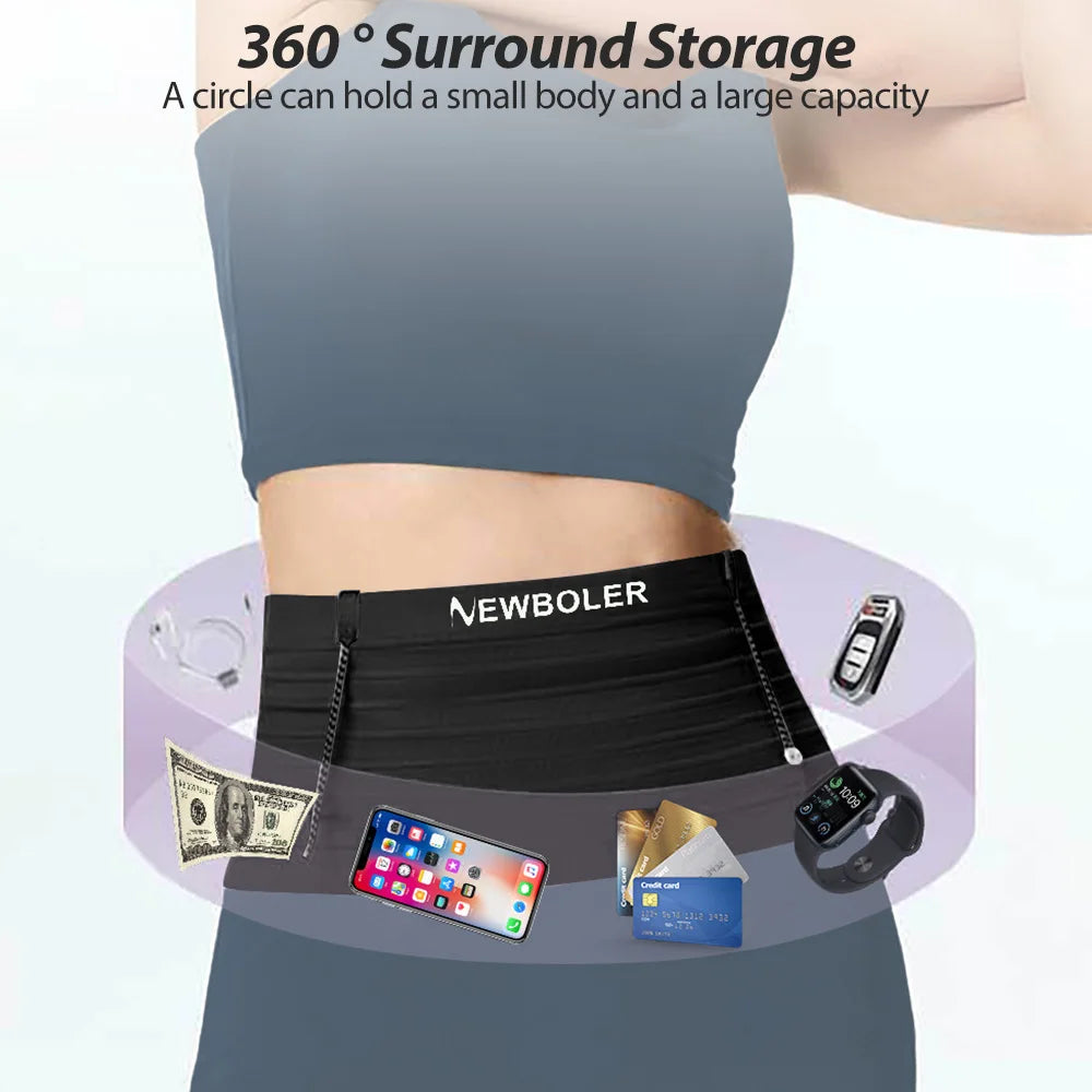 NEWBOLER Lightweight Elastic Sports Waist Bag for Running & Triathlon
