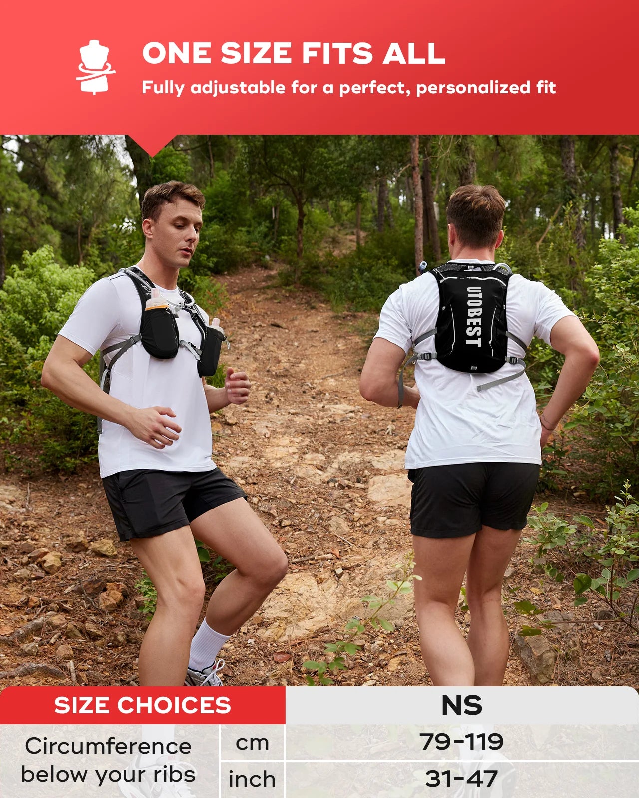 UTOBEST Trail Running Backpack 5L – Ultra Lightweight Hydration Vest for Marathon, Cycling & Hiking