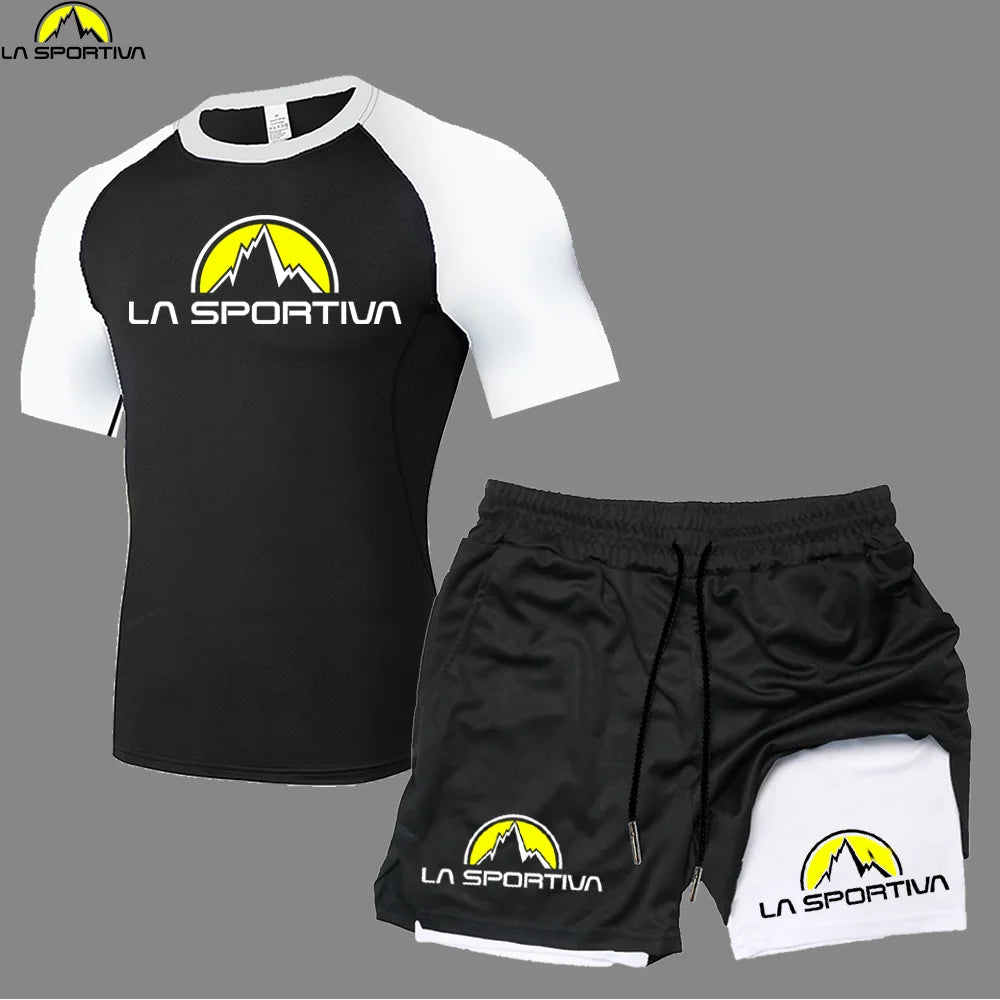 LA SPORTIVA Men’s Compression T-Shirt Set – Quick-Dry Two-Colour Fitness Top