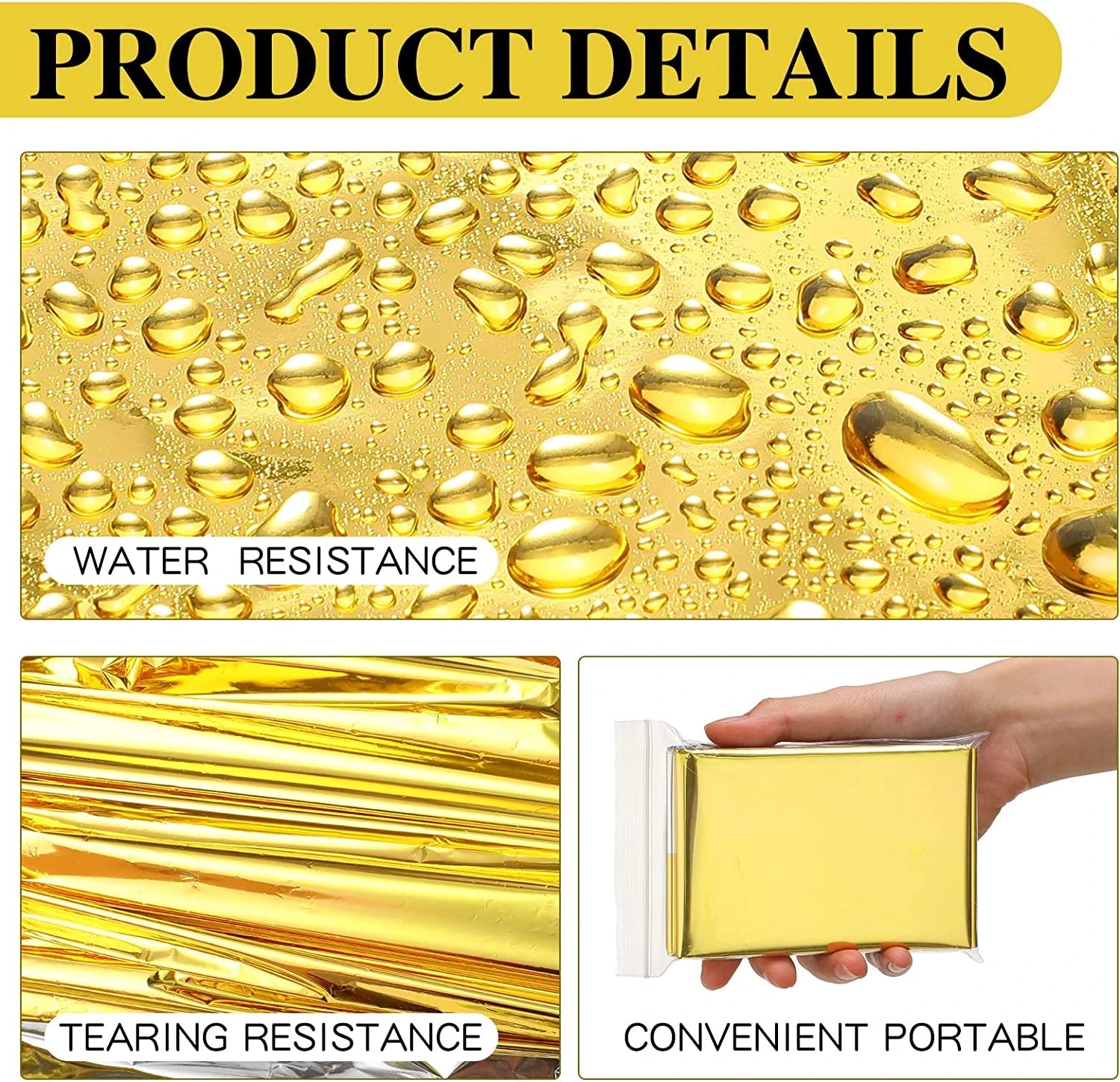 Outdoor Emergency Survival Blanket Gold-Silver Thermal Foil 130 × 210cm
