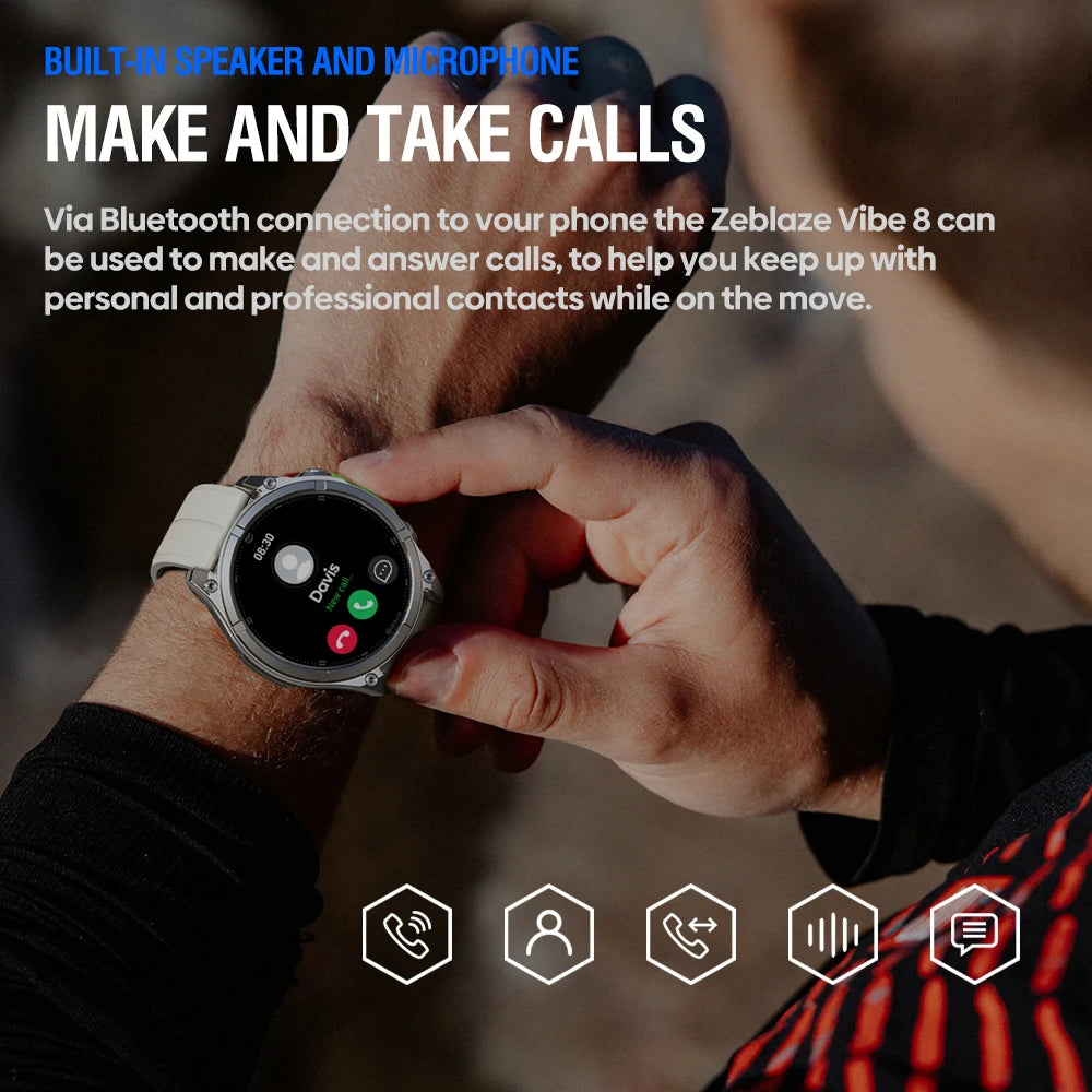 ZEBLAZE Vibe 8 Smart Watch AMOLED Display with Voice Calling & Flashlight