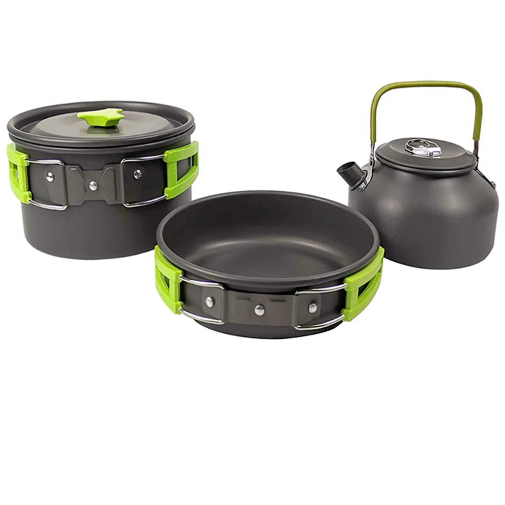 LISM Camping Cookware Set 2-3 Person Non-Stick Pots Frying Pan Teapot Kit