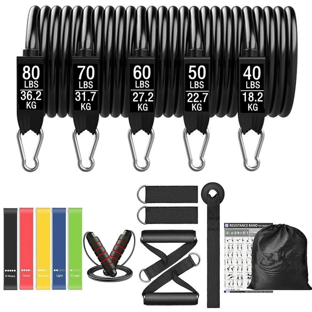 Workout Bar & Resistance Bands Set – Full Body Strength Training for Home & Gym