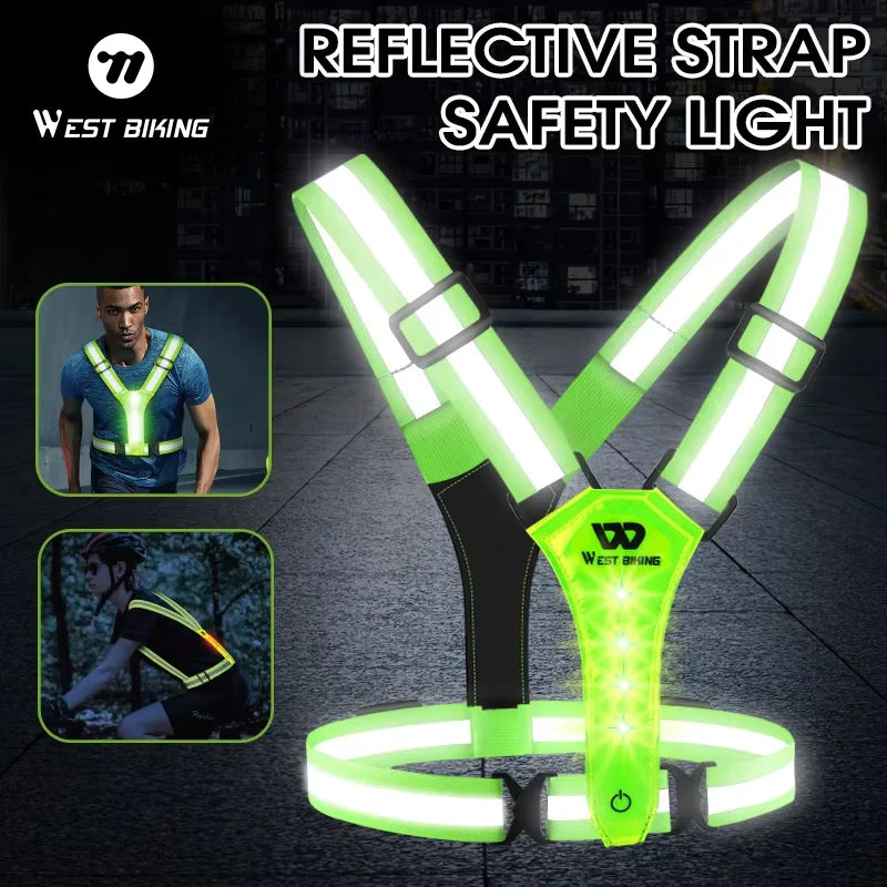 USB Rechargeable LED Reflective Vest | Adjustable High Visibility Safety Vest for Night Running