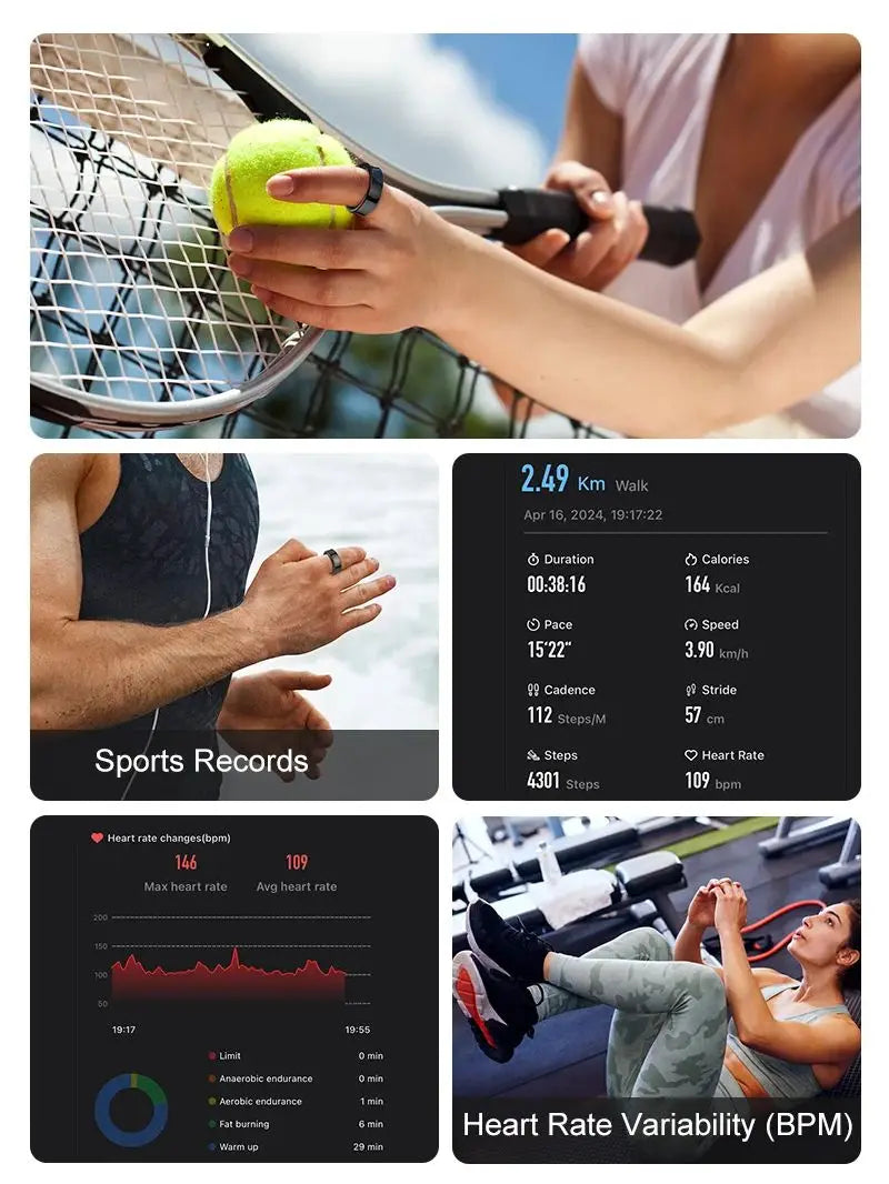MISIRUN Smart Ring R09 Health & Fitness Monitor with 5ATM Waterproof Design