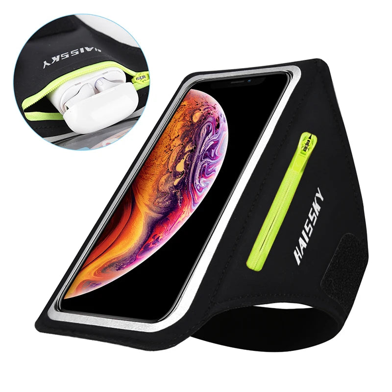 HAISSKY Running Sport Armband with Zipper Pocket for iPhone & Samsung