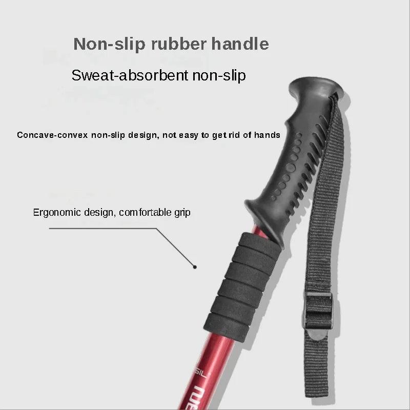 Ultralight Adjustable Trekking Poles Aluminium Alloy Folding Hiking Sticks 2PCS