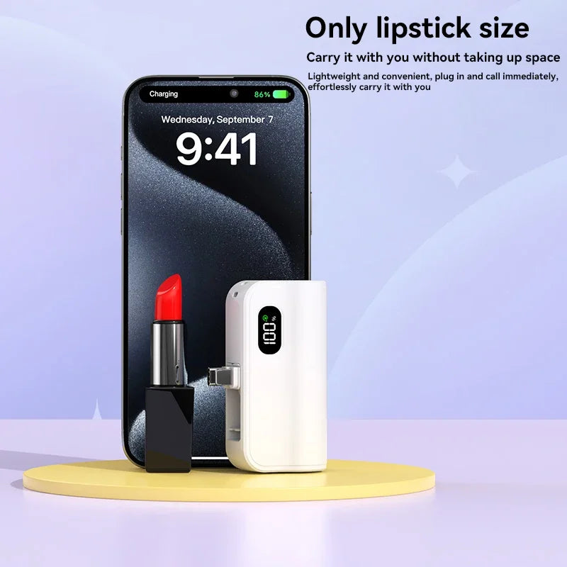 Mini Capsule Power Bank 50000mAh Wireless Fast Charging Portable Charger with Cables