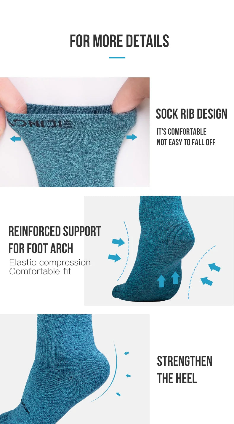AONIJIE E4830 Five-Toe Running Socks Medium Long Tube Athletic Toe Socks 3-Pack