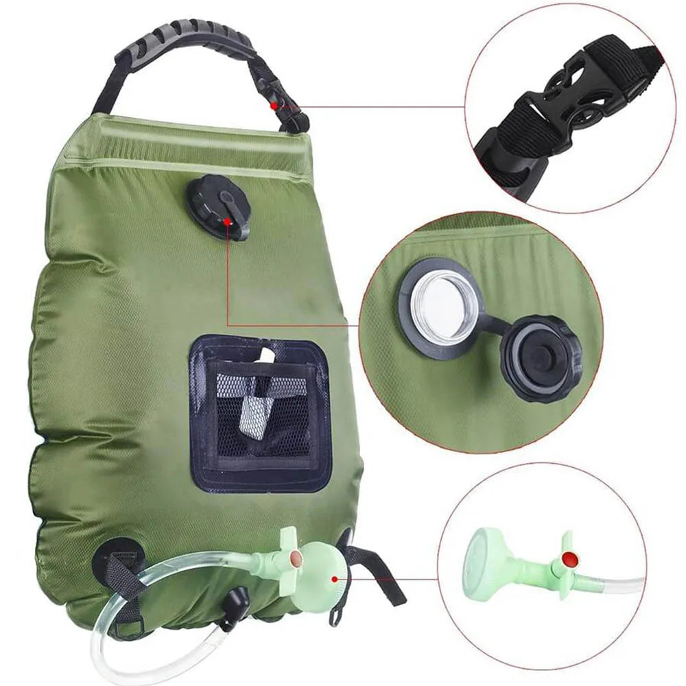 20L Solar Shower Bag Outdoor Camping Heated Water Shower System