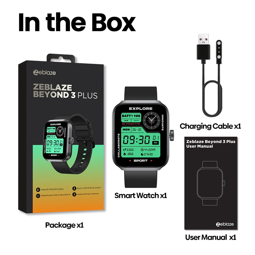 ZEBLAZE Beyond 3 Plus Smart Watch AMOLED GPS with Alexa & Bluetooth Calling
