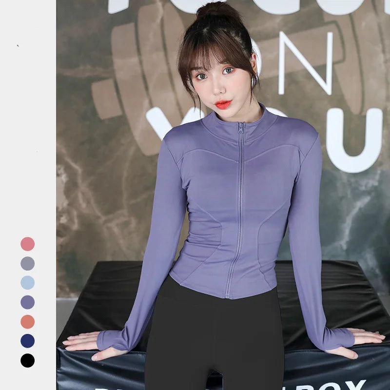 Women's Thumb Jacket 2024 Long Sleeve Quick-Dry Sports Coat